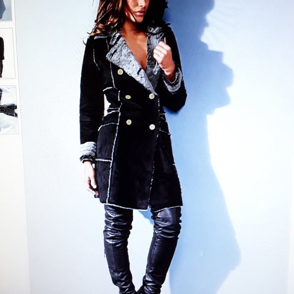 NWOT VENUS sz 12 womens faux Suede Fur Long Winter Coat - Picture 8 of 9